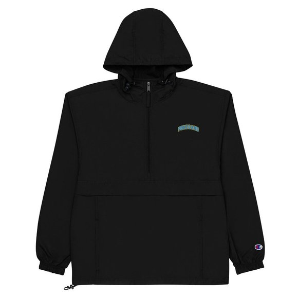 PokeGang x Champion Black Half Zip Kangaroo Pocket Rain Resistant Hood Jacket - Picture 1 of 1